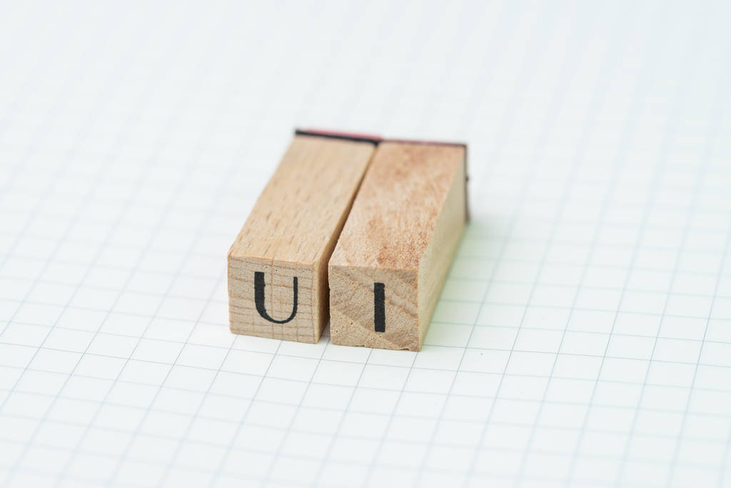 Building UI, User Interface concept, wooden stamp block arrange  - Photo, Image