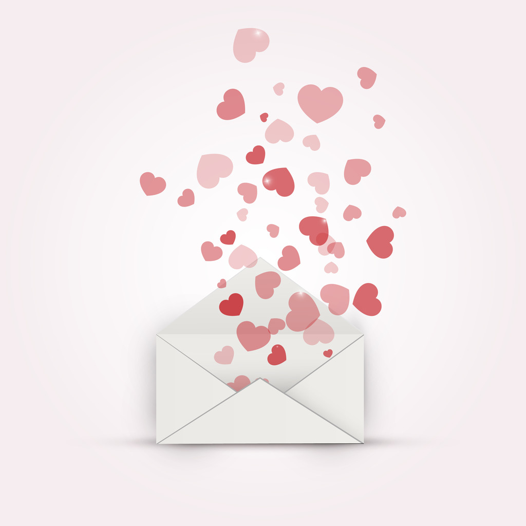 Vector illustration of envelope with hearts. - Vector, Image