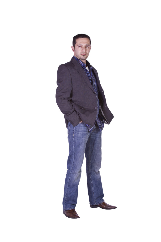 Casual man met een jas die zich voordeed - Foto, afbeelding