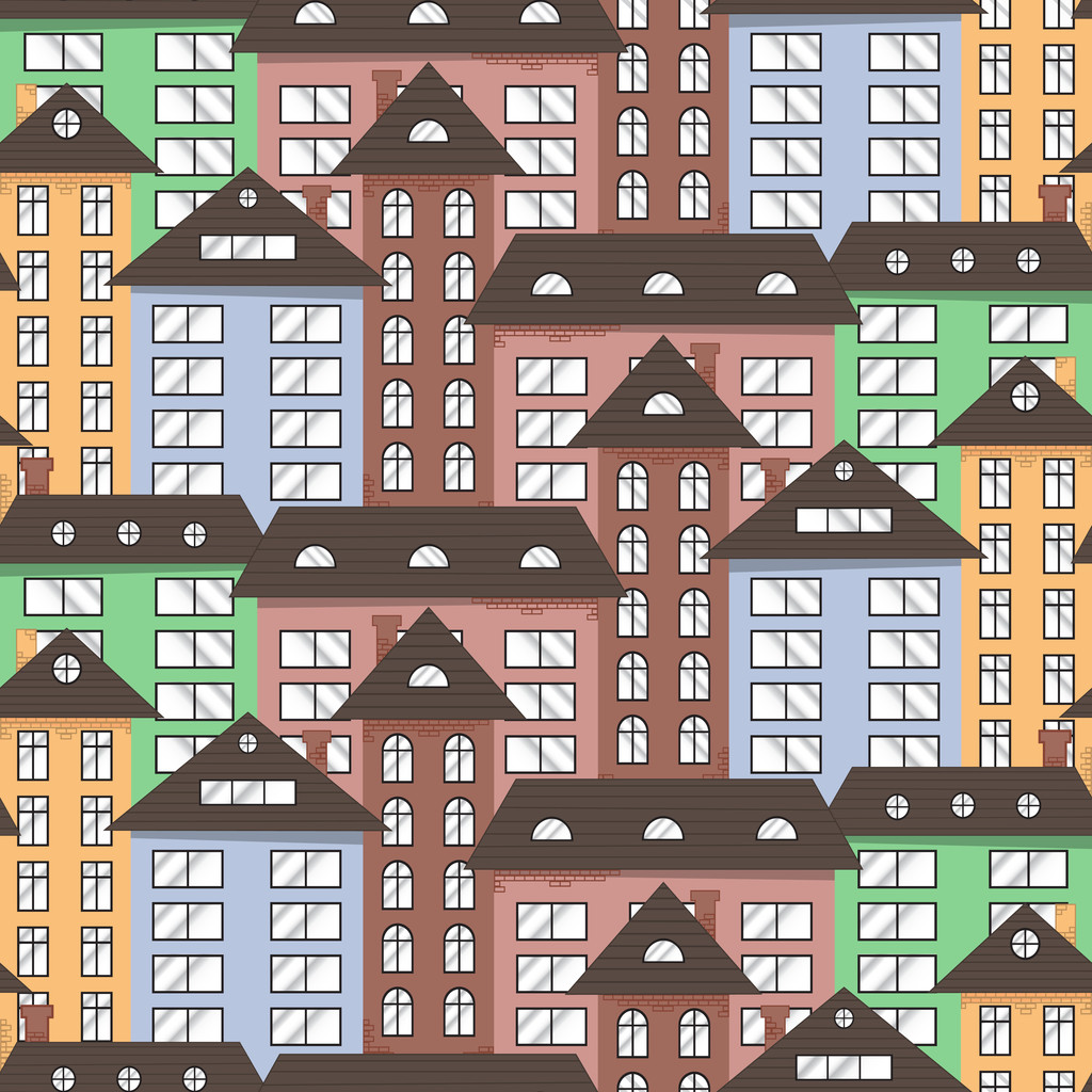 Multicolor city seamless texture. - Vector, Image