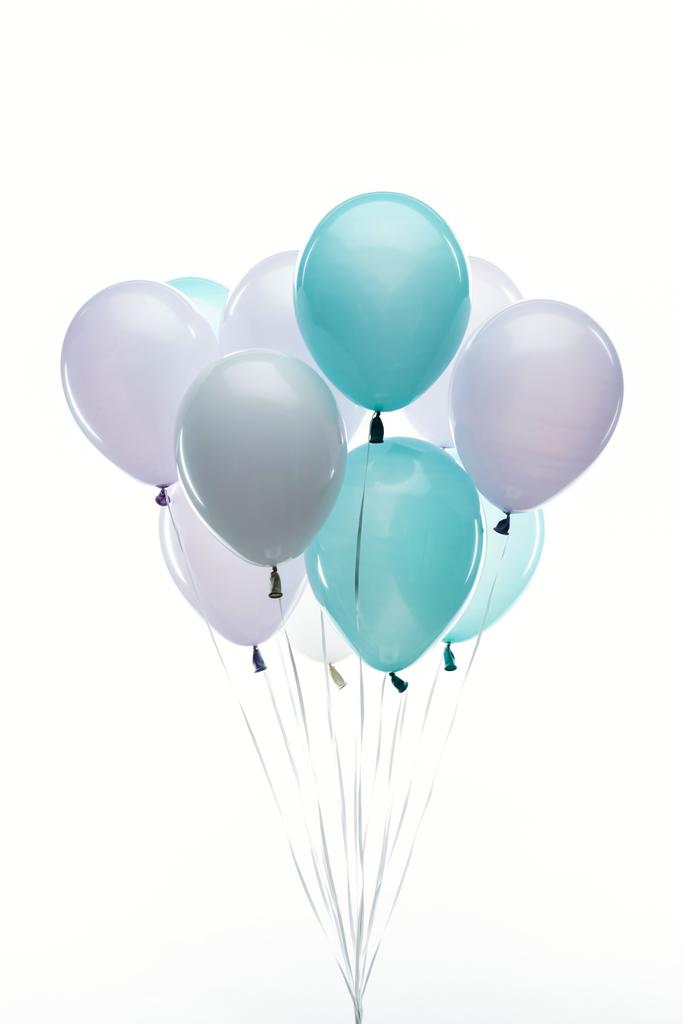 colorful blue, purple and white balloons isolated on white - Photo, Image