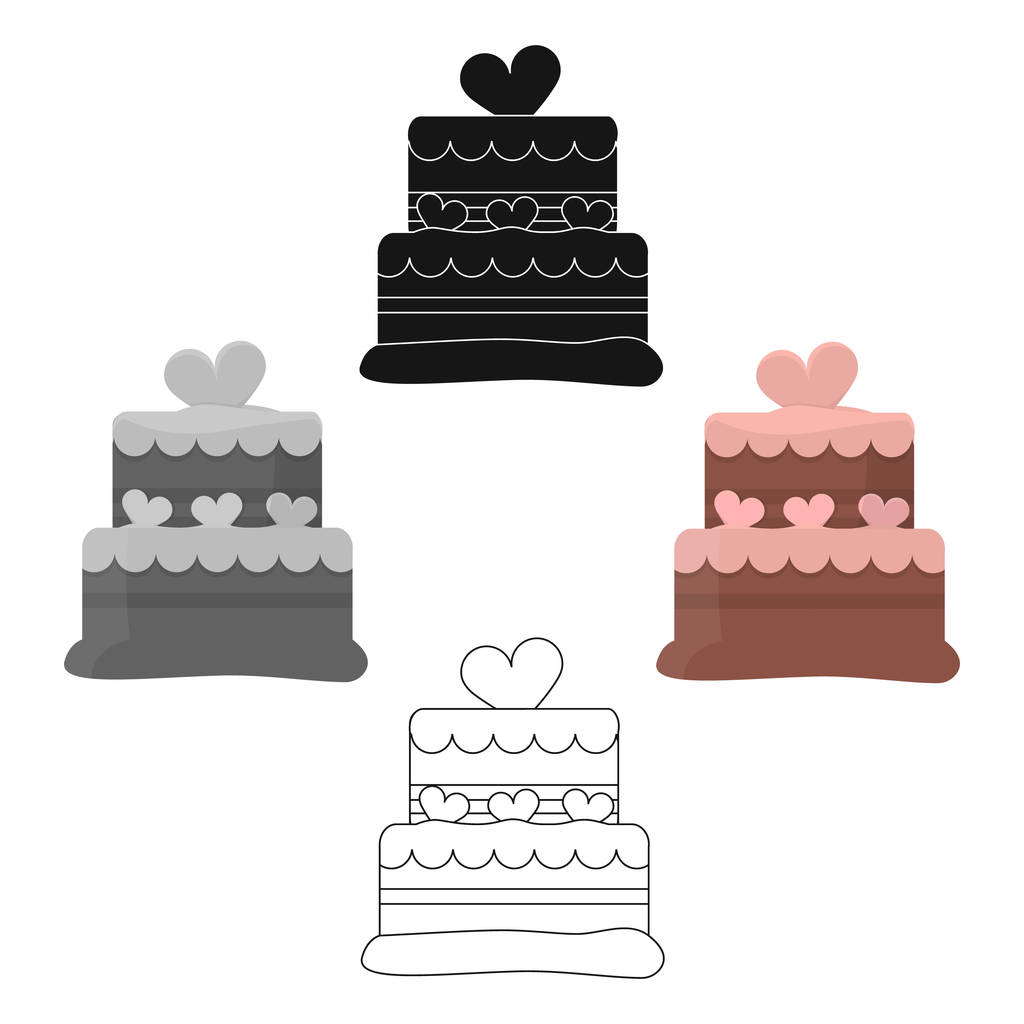 icona vettoriale torta in cartone animato, stile nero per il web
 - Vettoriali, immagini