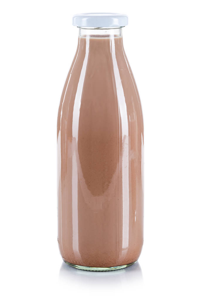 Bebida fresca de chocolate botella de leche aislada en blanco
 - Foto, imagen