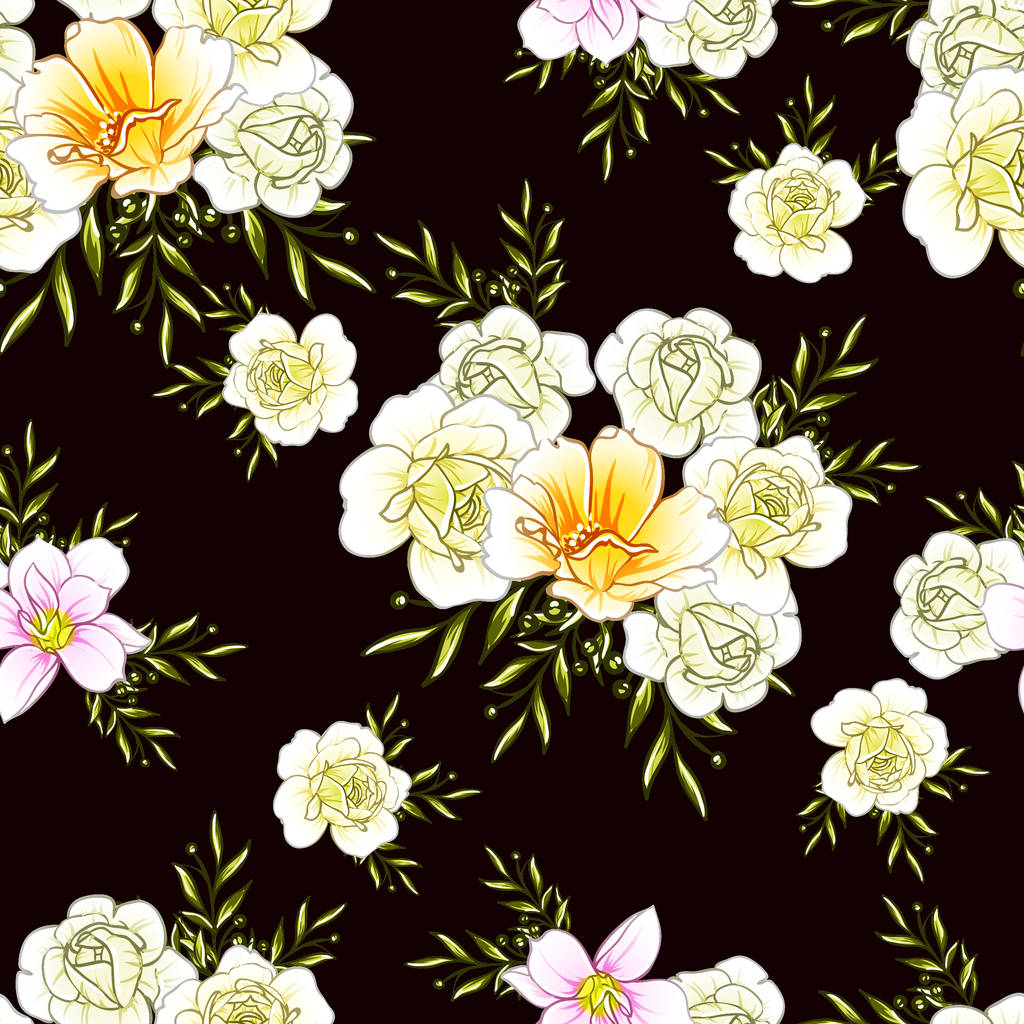 Vector εικονογράφηση του φωτεινά λουλούδια μοτίβο φόντου - Διάνυσμα, εικόνα