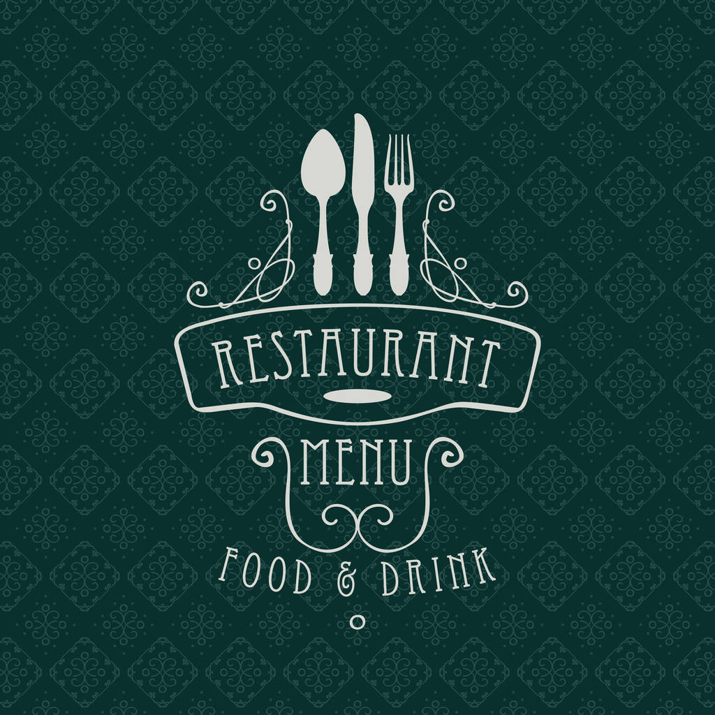 ravintolan menu, jossa on ruokailu- ja curlicues
 - Vektori, kuva