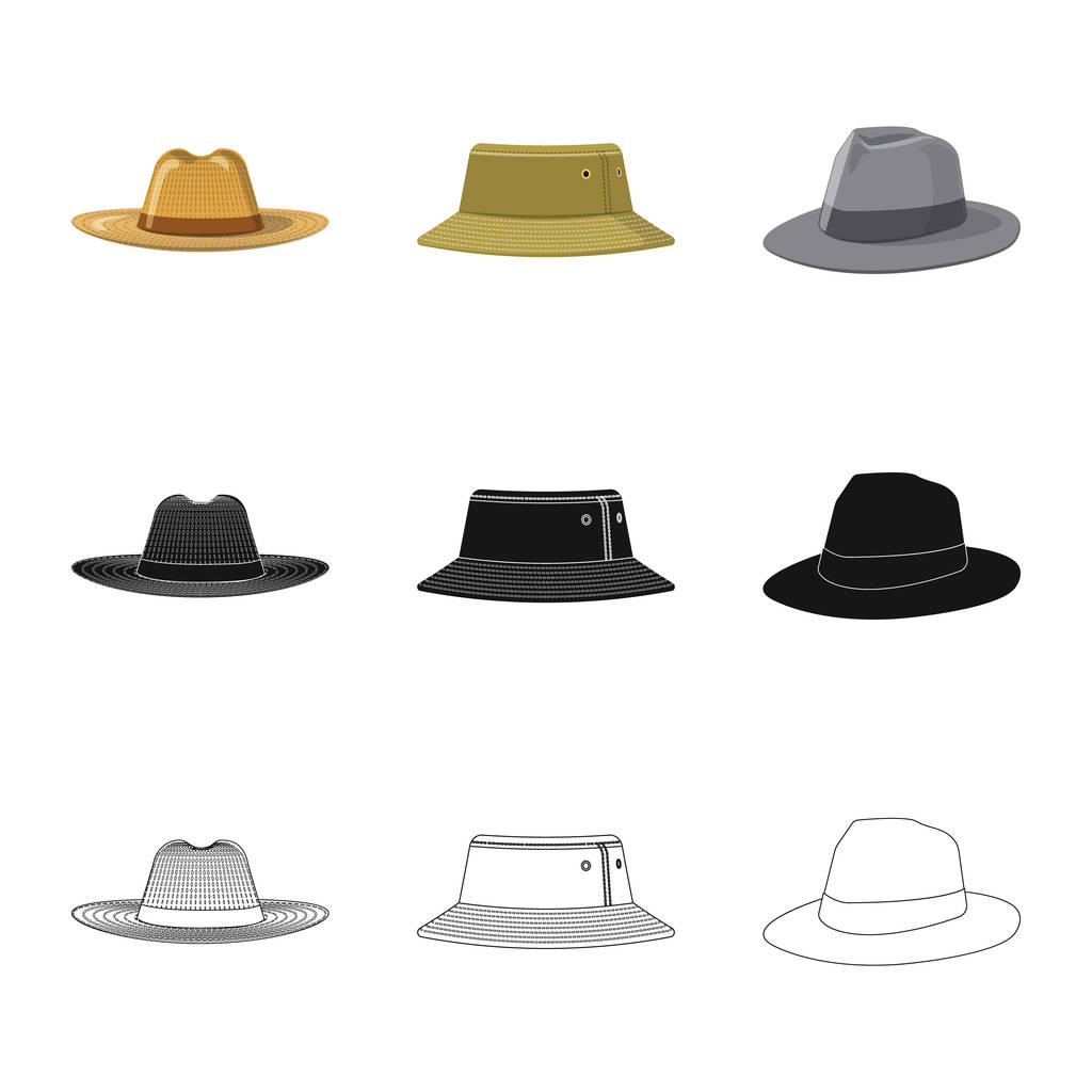 Isolated object of headgear and cap icon. Set of headgear and accessory vector icon for stock. - Vector, Image