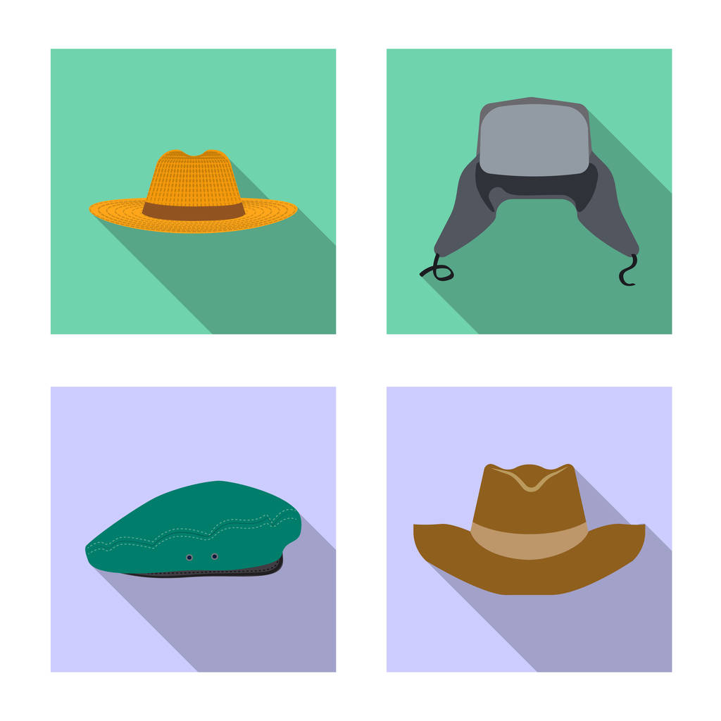 Ilustración vectorial de la marca de sombreros y gorras. Conjunto de casco y accesorio icono de vector para stock
. - Vector, Imagen