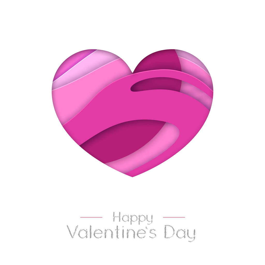 Happy Walentynki karty okolicznościowe z miłością serce sylwetka. Wytnij wzór papieru w stylu art - Wektor, obraz