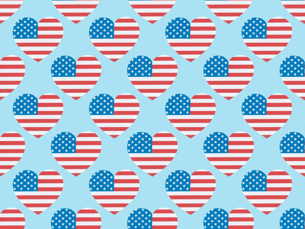 varrat nélküli háttér mintázat kék színű amerikai zászlókkal  - Fotó, kép