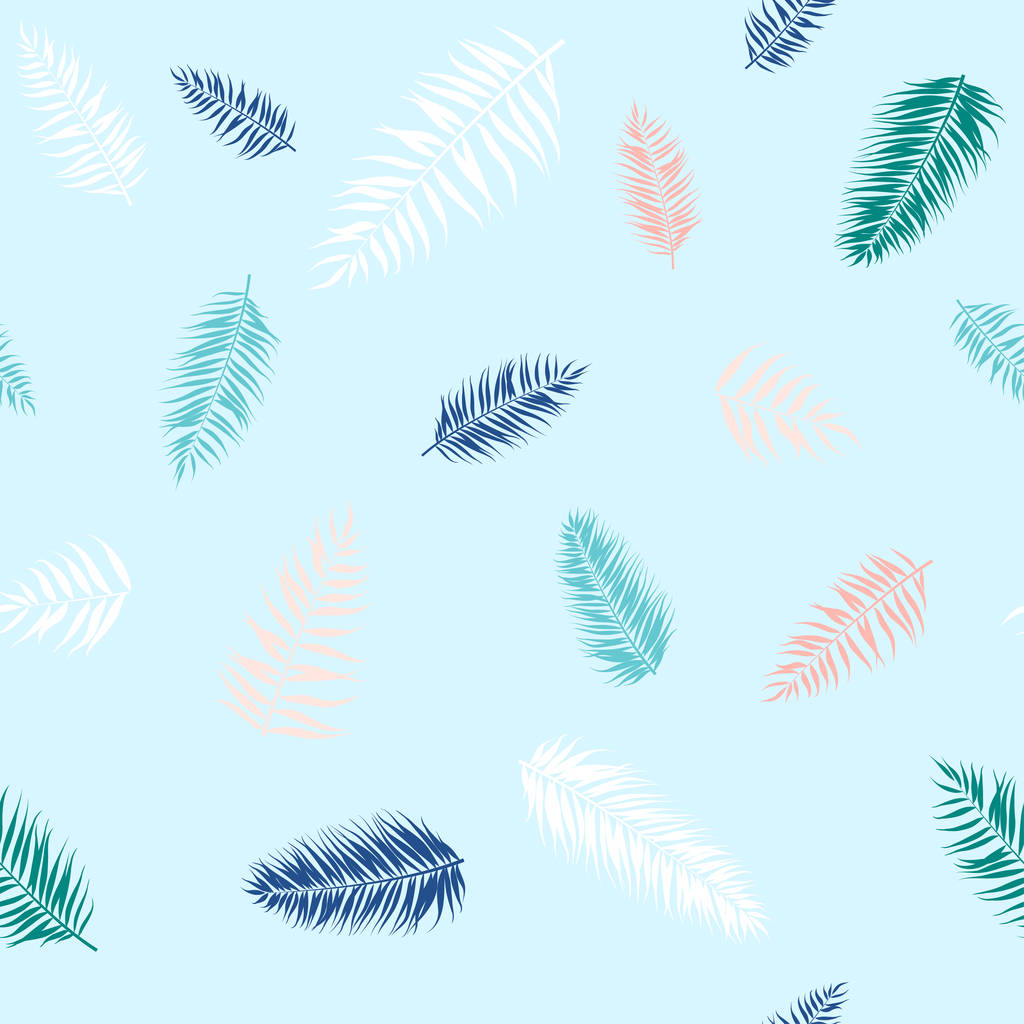 Modello senza cuciture di foglie di palma tropicale. Illustrazione vettoriale. Design piatto
 - Vettoriali, immagini