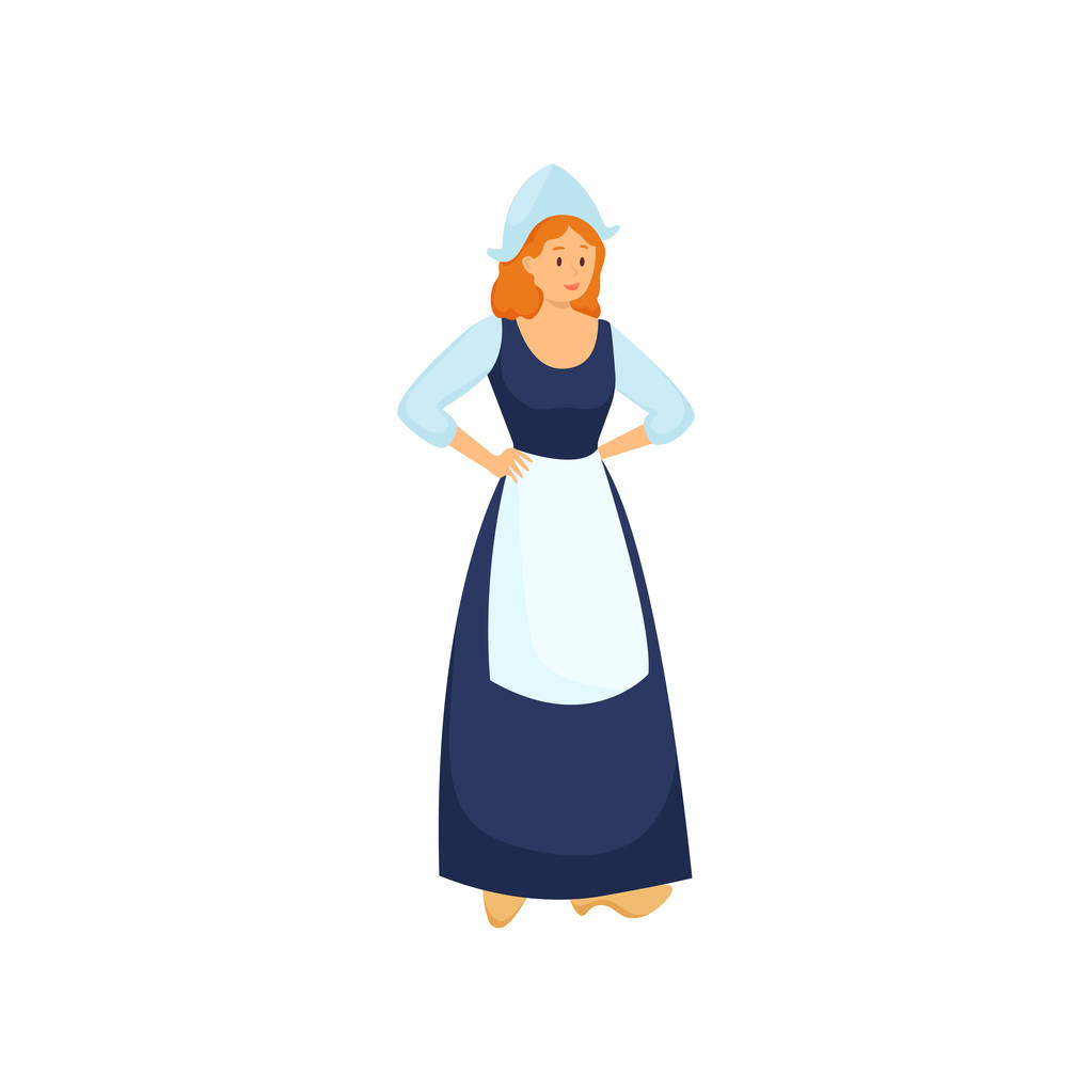 niedlich schöne rote Haare deutsche Frau in langen blauen Kleid - Vektor, Bild