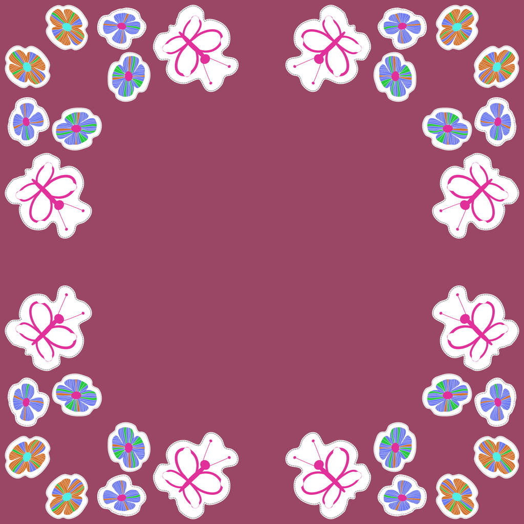 Patrón sin costuras de flores coloridas abstractas y mariposas
 - Vector, imagen