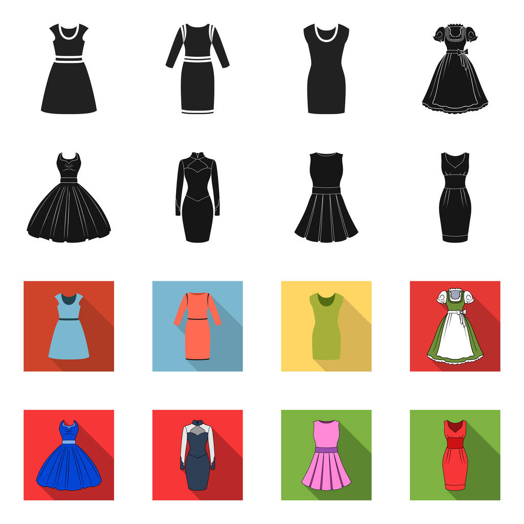 Diseño vectorial de vestido y signo de ropa. Colección de vestido y el símbolo de stock de noche para la web
. - Vector, imagen