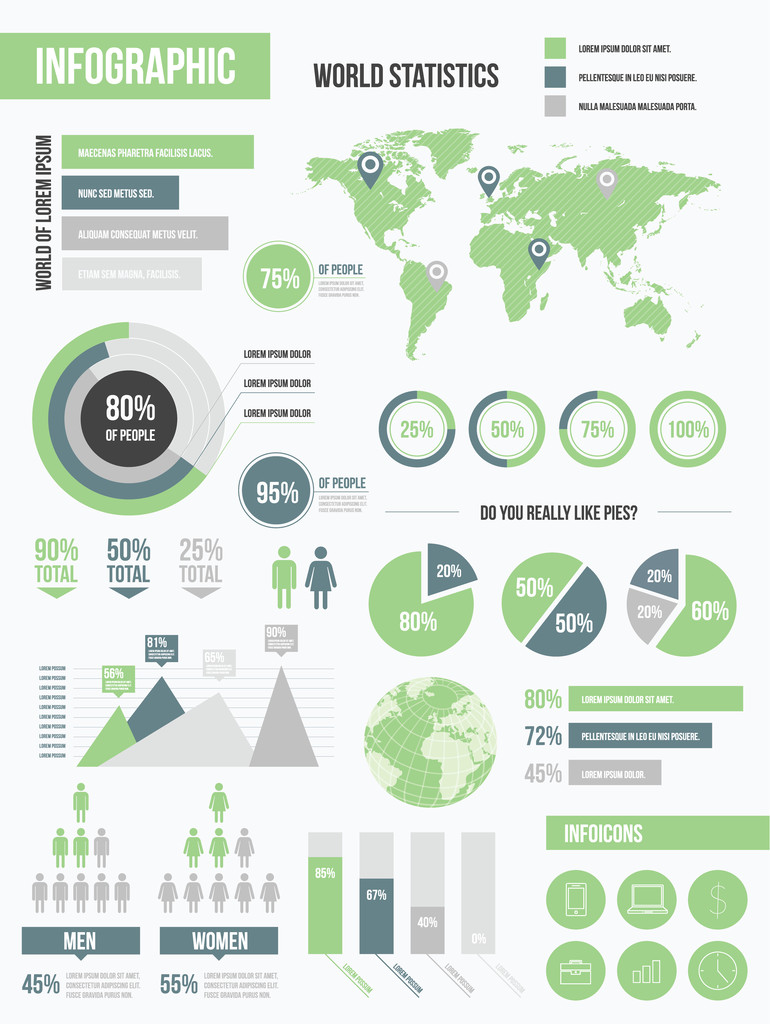 Modern infographic elemek beállítása zöld - Vektor, kép