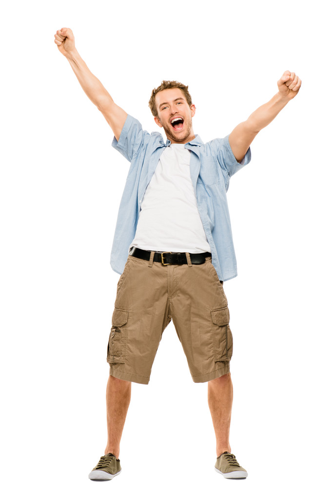 šťastný muž slaví ruce nahoru úspěch - Fotografie, Obrázek