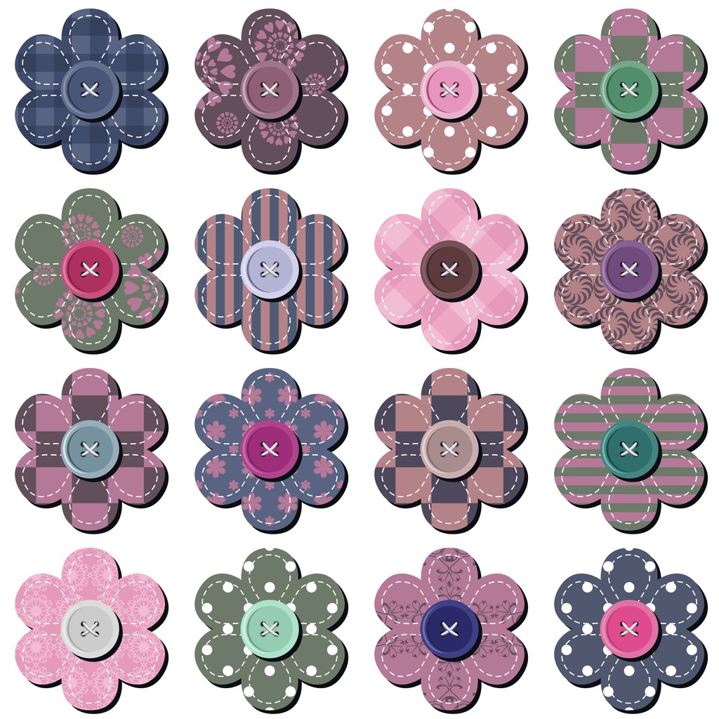 Scrapbook flowers on white background - Vector, Image