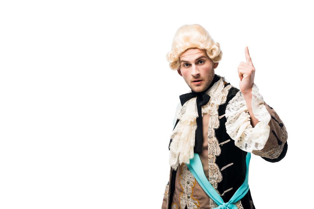 peruk yakışıklı viktorya beyefendi fikir beyaz izole sahip  - Fotoğraf, Görsel