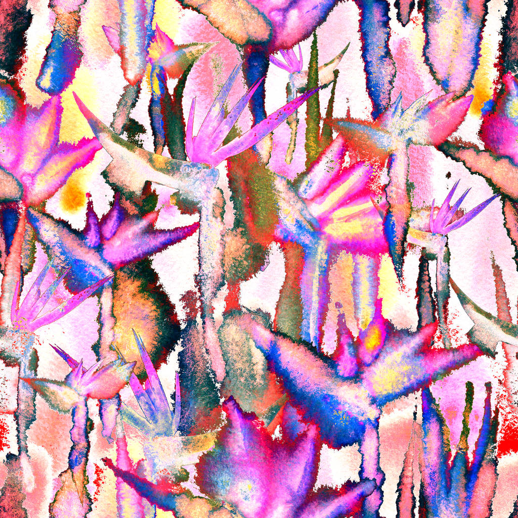 тропических джунглей бесшовный рисунок печати акварель галстук бесконечные повторять цветок пастель деликатный - Фото, изображение