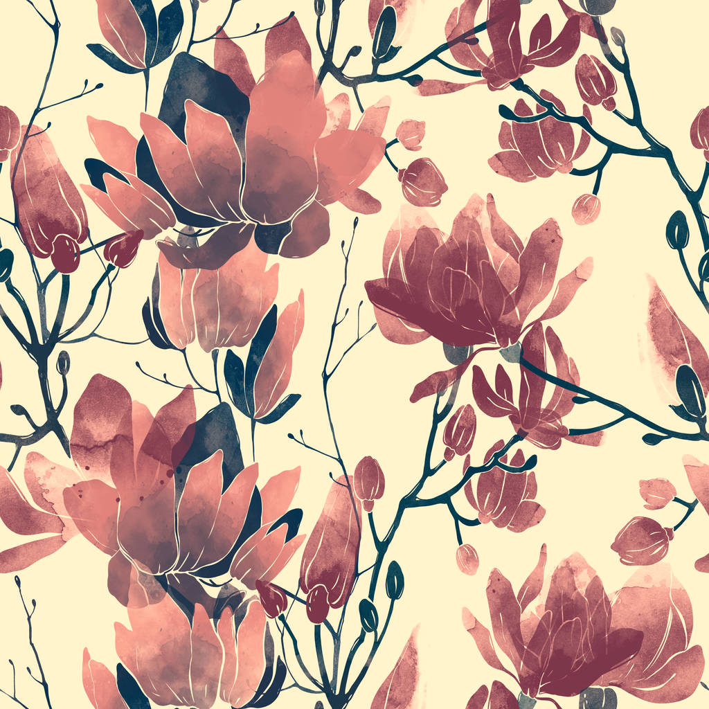бесшовный узор отпечатков цветов, цифровая акварельная текстура
 - Фото, изображение