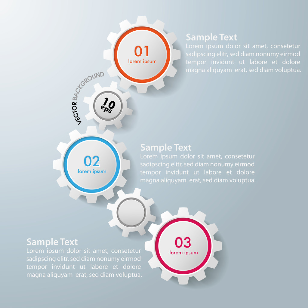 Drie versnellingen Infographic Design - Vector, afbeelding