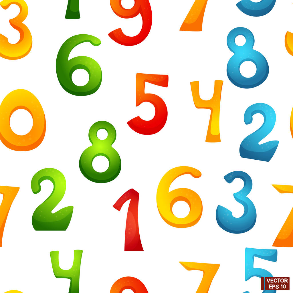 Seamless pattern cartoon colored numbers. - Vector, Image
