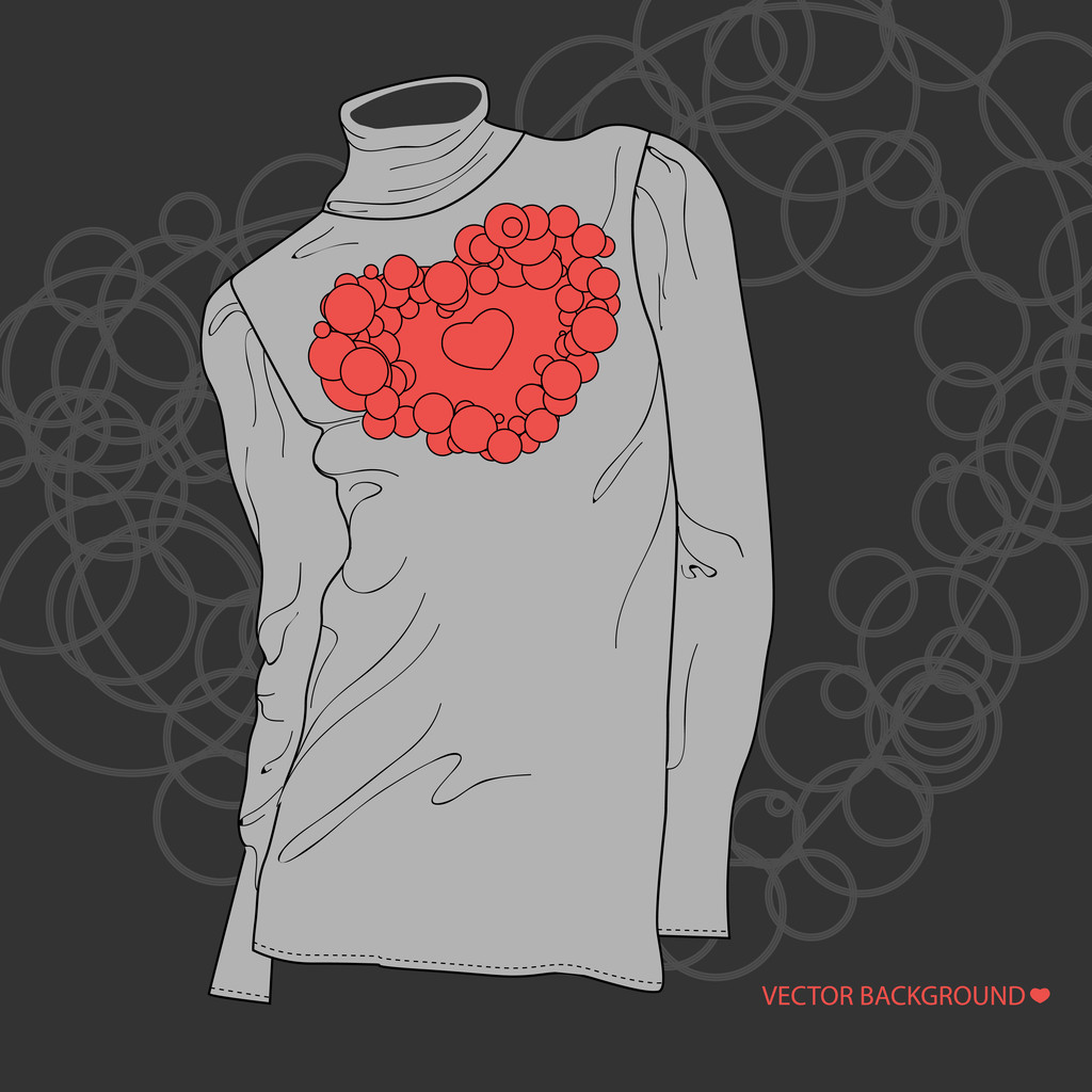 εικονογράφηση φορέας μια μπλούζα με καρδιά. - Διάνυσμα, εικόνα