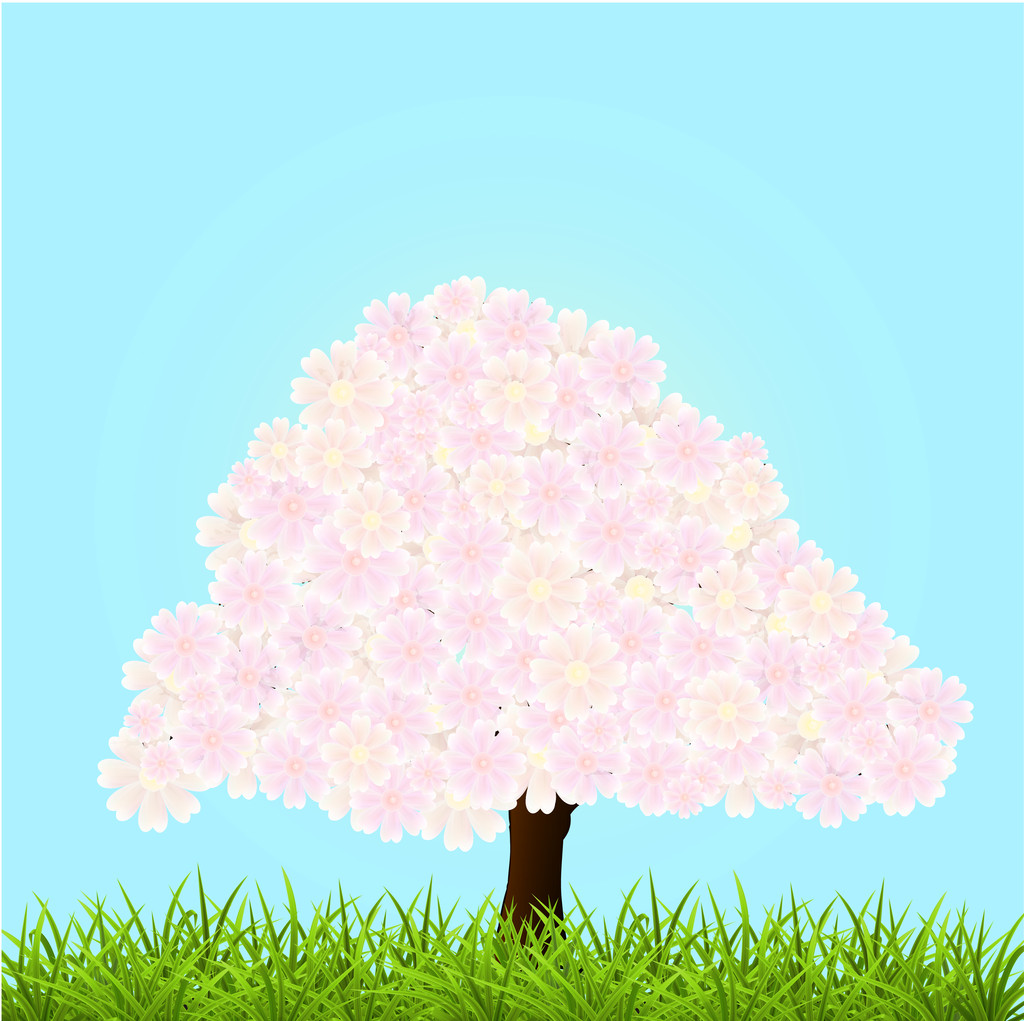 Illustration vectorielle d'un arbre en fleurs
. - Vecteur, image