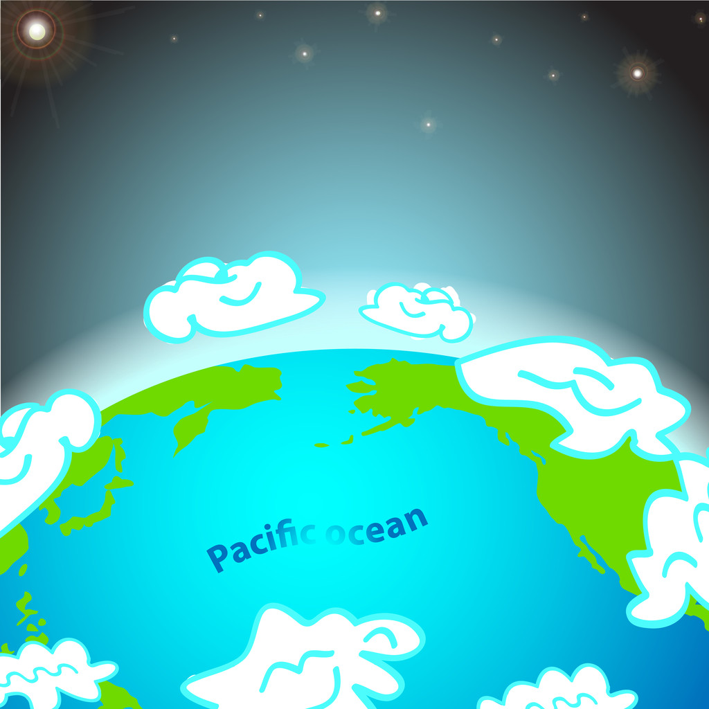 εικονογράφηση του Ειρηνικού Ωκεανού στη γη - Διάνυσμα, εικόνα
