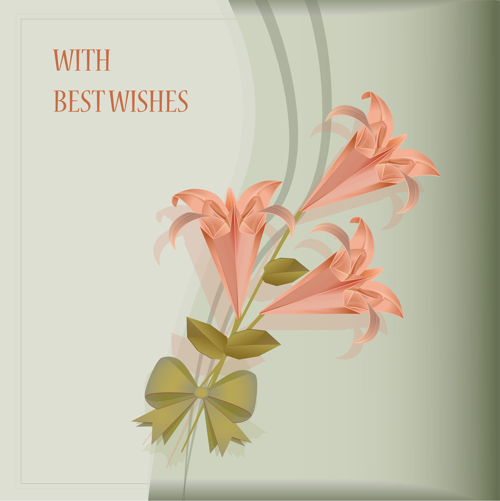 Beautiful card with pink lilies. Vector illustration - Vector, Image