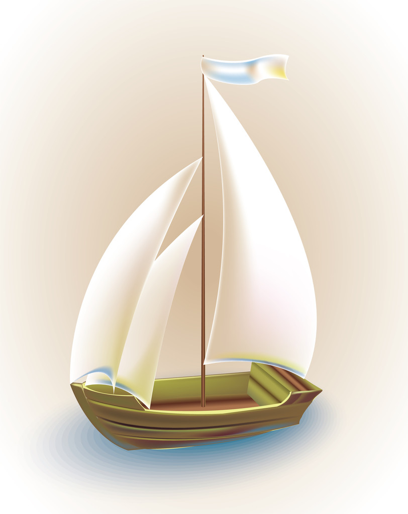 Un viejo barco con velas. Ilustración vectorial
. - Vector, imagen