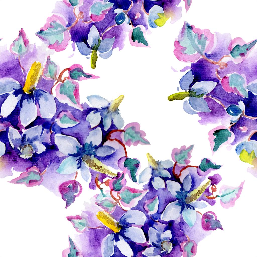 Csokor virágos botanikus virágok. Akvarell háttér illusztráció meg. Akvarell rajz divat Aquarelle elszigetelt. Folytonos háttérmintázat. Szövet tapéta nyomtatási textúra. - Fotó, kép
