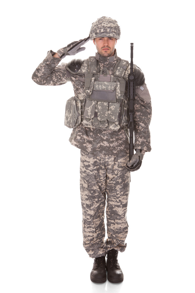 Muotokuva mies sotilaallinen yhtenäinen tervehdys
 - Valokuva, kuva