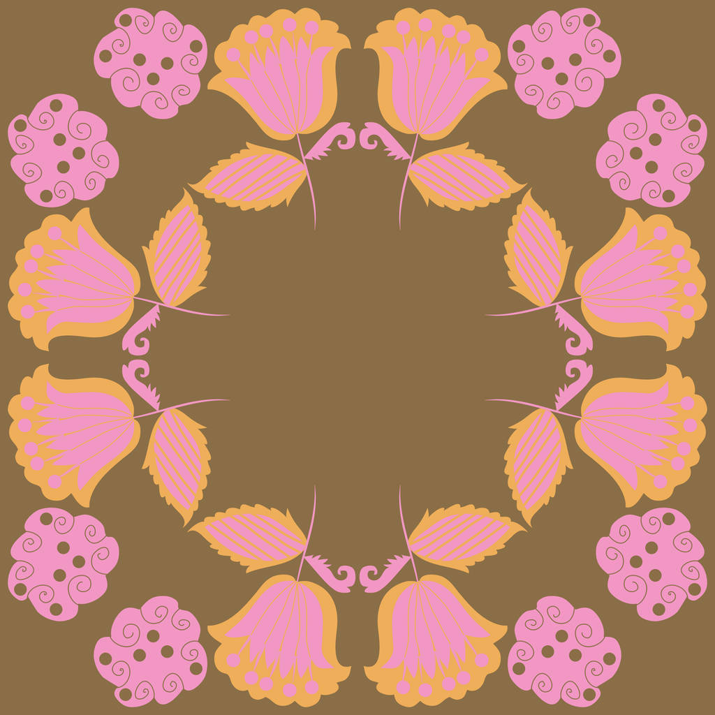 抽象的な花の円フレームのシームレスなパターン - ベクター画像