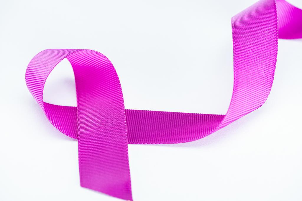 close up view of purple ribbon on white background - Photo, Image