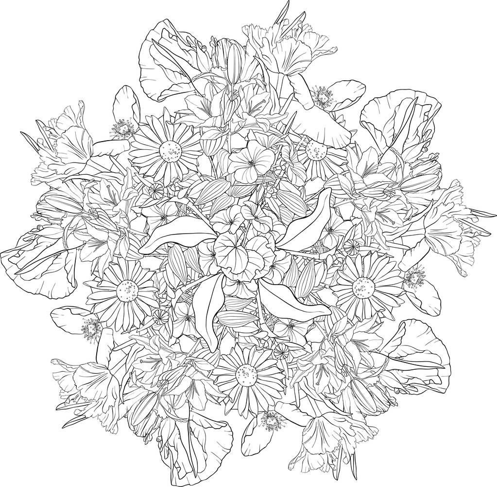 vektorové kreslení květin - Vektor, obrázek