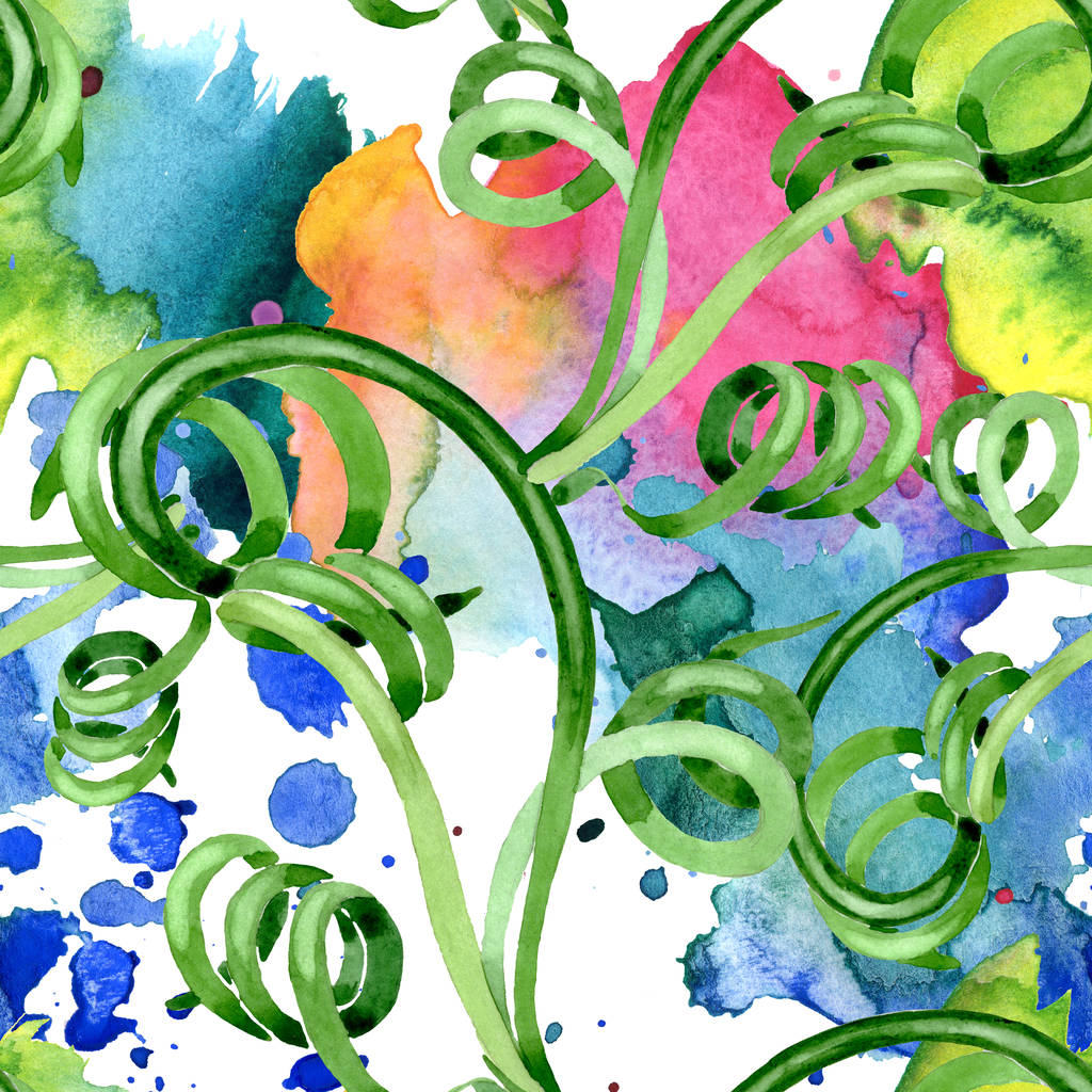 Flores botânicas florais suculentas verdes. Conjunto de ilustração de fundo aquarela. Padrão de fundo sem costura
. - Foto, Imagem