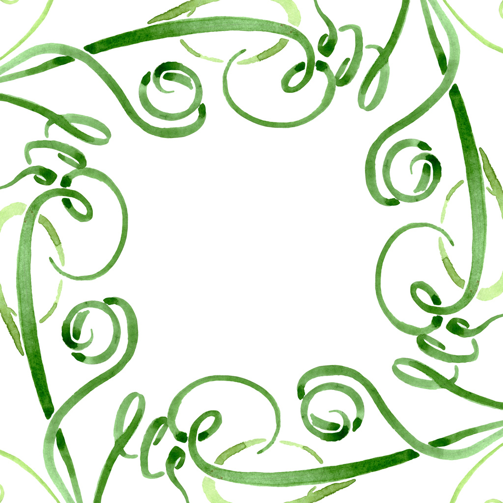 Zielone soczyste kwiatowe kwiaty botaniczne. Akwarela zestaw ilustracji tła. Obramowanie ramy ornament kwadrat. - Zdjęcie, obraz