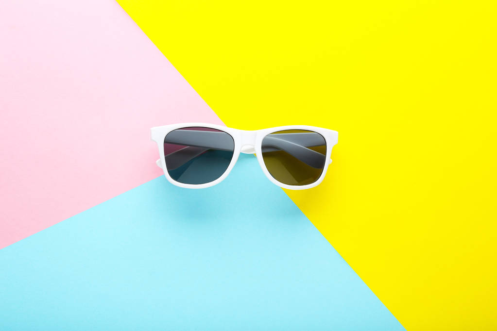 Modern sunglasses on colorful background - Photo, Image
