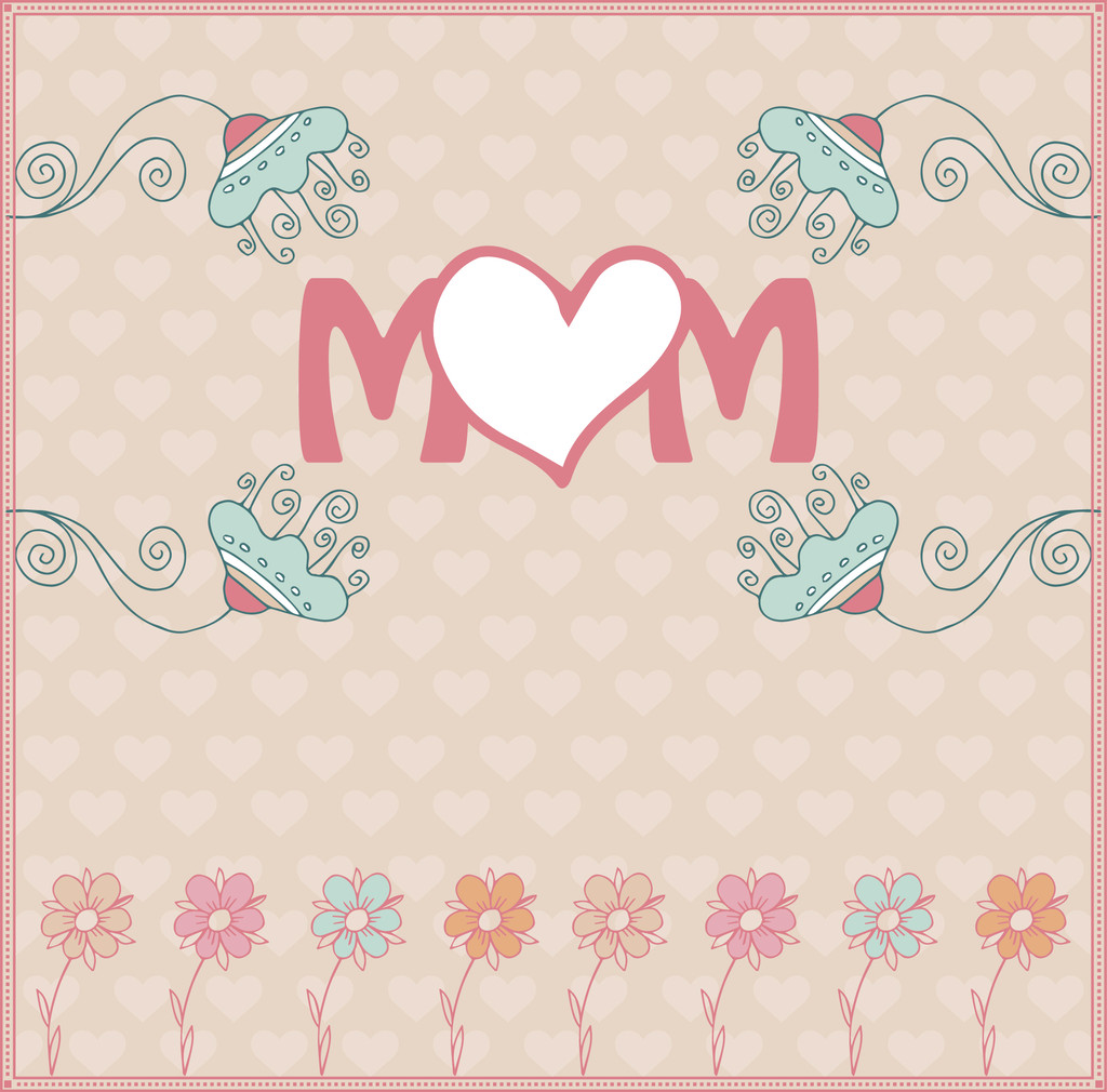 Anneler Günü tebrik kartı bahar çiçekleri ile. Vektör çizim - Vektör, Görsel