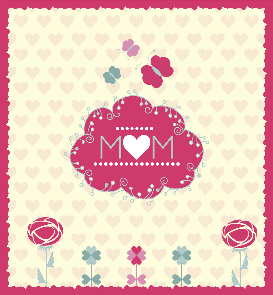 Праздничная открытка на День Матери. Векторная иллюстрация
 - Вектор,изображение