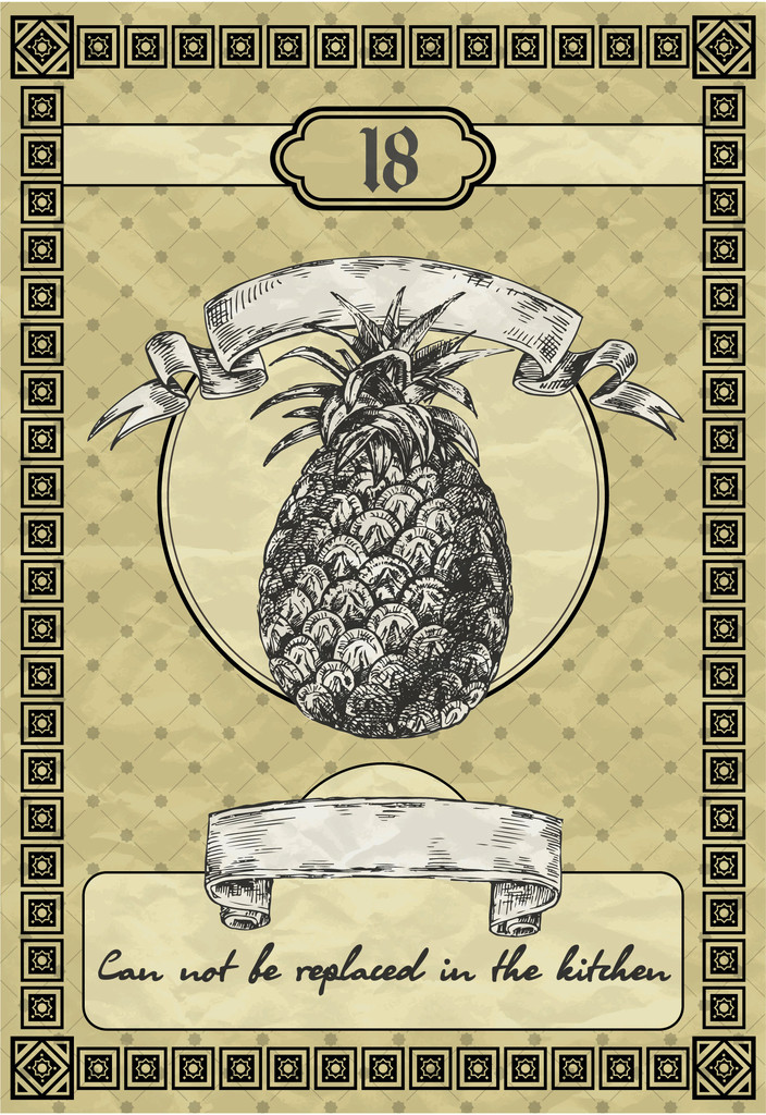Vintage banner with pineapple. Vintage style vector illustration - Vector, Image