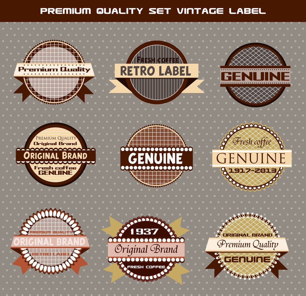 Premiumkwaliteit set van vector vintage etiketten op grijze achtergrond - Vector, afbeelding