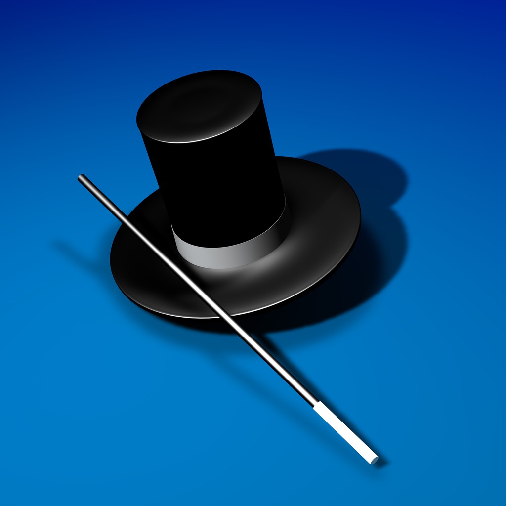 Chapéu mágico com varinha
 - Foto, Imagem