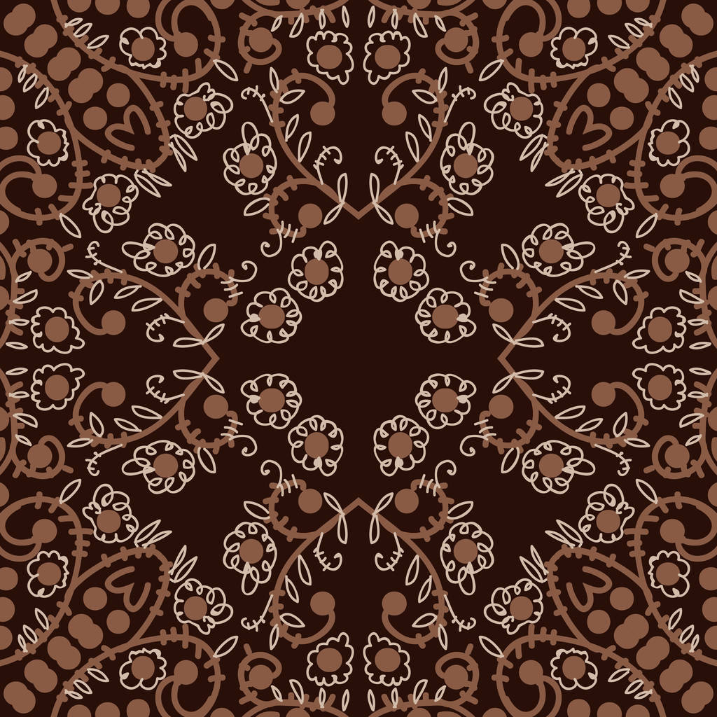 Patrón circular sin costuras de motivo floral con flores y hojas
 - Vector, Imagen
