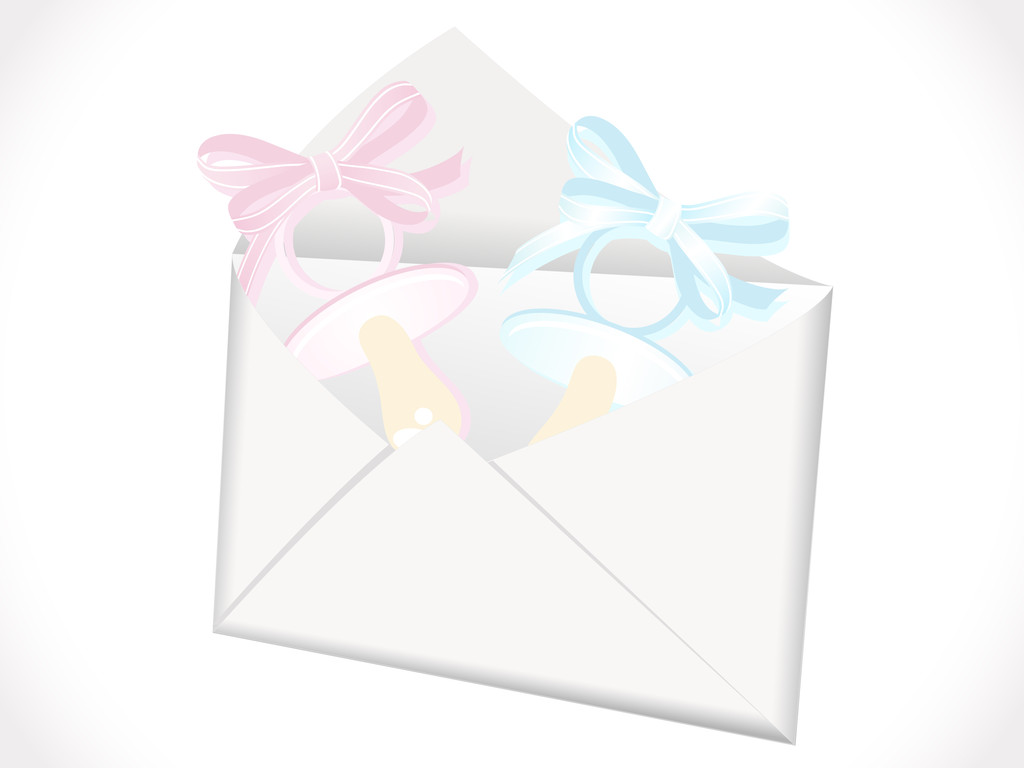 Envelope with pacifiers - Vector, Image