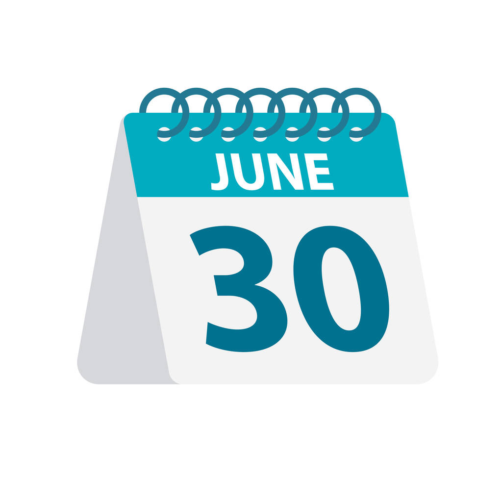 30. kesäkuuta - Kalenterikuvake. Vektorikuvaus kuukauden päivästä. Työpöytäkalenterin malli
 - Vektori, kuva