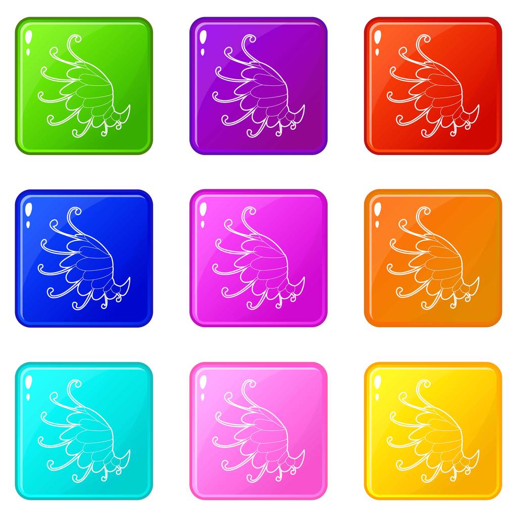 Ikony křídel sada 9 kolekce barev - Vektor, obrázek