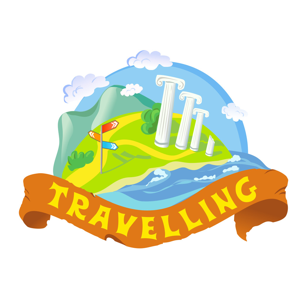 icon with an ancient landscape - Vector, Image