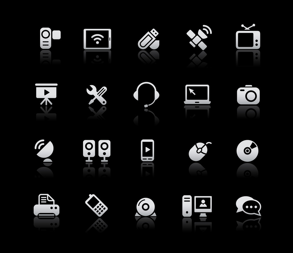 komunikace ikony – stříbrné série - Vektor, obrázek
