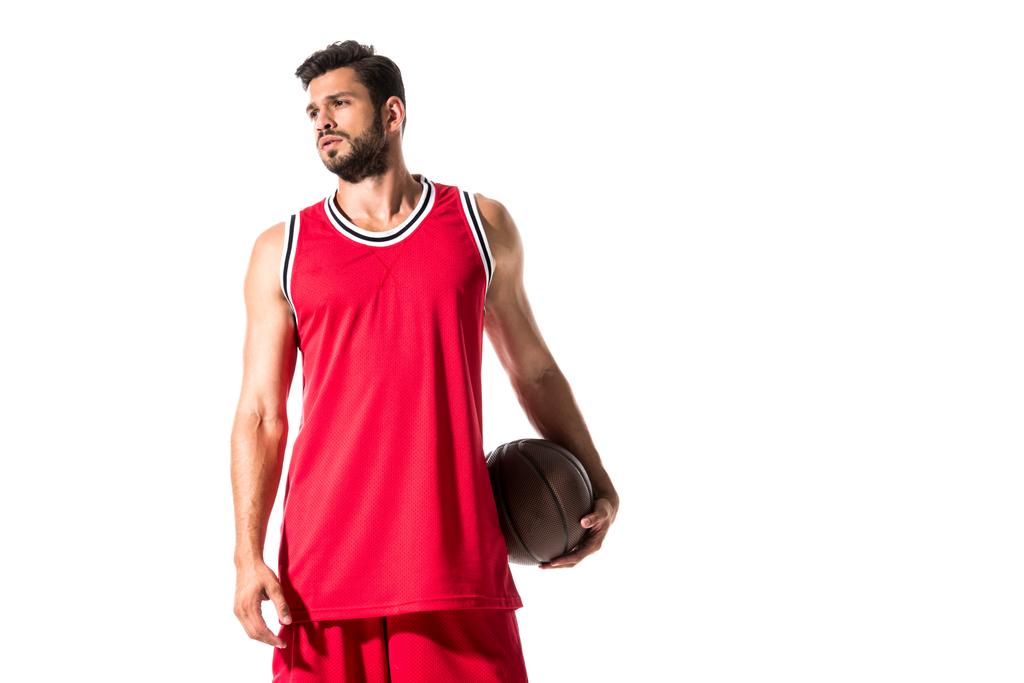 giocatore di basket con palla isolato su bianco con spazio copia
 - Foto, immagini